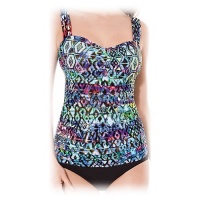 Gottex Profile Aztec Printed Tankini D/E Cup Swim Top (05-ID18) 38D/Multi Teal