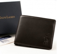 Ralph Lauren Men Big Pony Logo Lambskin Billfold Wallet (One size, Dark Brown)