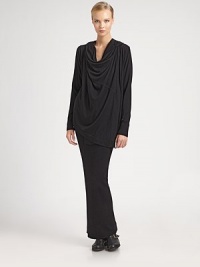 This slouchy, artfully draped design can be worn hanging loose, or wrapped around the body.Attached hoodOpen front with snap closureLong sleevesAsymmetrical hemlineAbout 30 from shoulder to hemCashmereDry cleanImported of Italian fabricModel shown is 5'11 (180cm) wearing US size Small. 