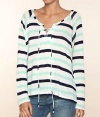 Splendid Clearwater Stripe Lace Up Raglan Top Plus Size, 1X, White