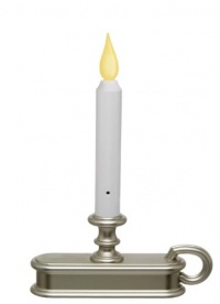 Good Tidings LED Single-Tier Christmas Window Candle with Light Sensor, Pewter Finish