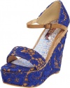 Two Lips Women's Bamboo Wedge Sandal,Blue,11 M US