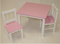 Kids Table and Chair Set (White Bases and Pink Tops)