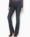 Lauren Jeans Co.'s slimming petite bootcut jean is crafted with stretch for a comfortable fit.