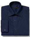 Skinny stripes add wide appeal to this sharp Sean John dress shirt.