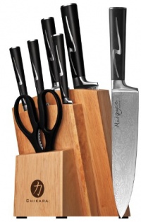 Ginsu Chikara Series Japanese 420J2 Stainless Steel 8-Piece Cutlery Set in Natural Storage