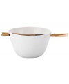 Look and feel. The purity of white china and natural texture beloved by Donna Karan make the Porcelain Touch noodle bowl a brilliant addition to modern tables. With indent for resting chopsticks.