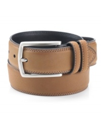 No need for reinforcements. This double-stitched leather belt from Club Room will keep you comfortable all day long.