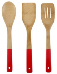 Core Bamboo 2971 3-Piece Colored Utensil Set, Strawberry