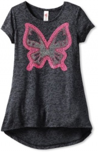 Beautees Girls 7-16 Neon Butterfly Top, Black, Medium