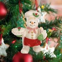 Lenox 2012 Snowy Baker Annual Snowman Ornament