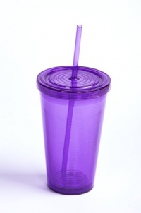 Purple BPA Free 16 oz. Double Wall 2Go Cup with Straw and Lid