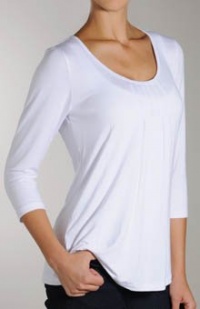 Miraclebody by Miraclesuit Women's 3/4 Sleeve Fly Away Top, White, Small