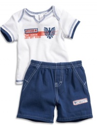 GUESS Kids Boys Short Sleeve Shirt and Short Set (0-9m), WHITE (6/9M)