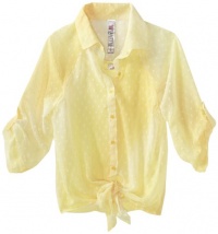 Beautees Girls 7-16 Button Down Top With Tank, Yellow, Large