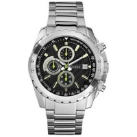 Guess Men's U16526G1 Silver Stainless-Steel Quartz Watch with Black Dial