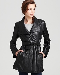 Marc New York's luxe leather trench makes a chic top layer to your fall looks.