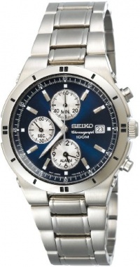 Seiko Men's SNA695 Alarm Chronograph Silver-Tone Watch