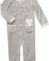 Carter's Infant Long Sleeve One Piece Velour Coverall - Happy Kitty-24 Months