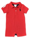 Ralph Lauren Layette Boys Big Pony Color-Block Shortall, Red, 6 M