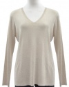 Eileen Fisher Gold Shimmer V-Neck Sweater Top P-Medium