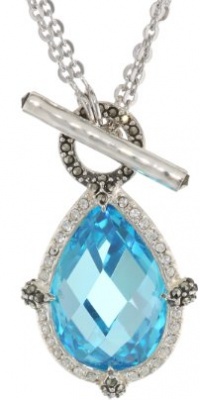 Judith Jack Charisma Sterling Silver, Marcasite and Blue Spinel Convertible Pendant Necklace, 36