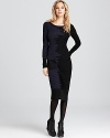 Flaunt fashion-forward style with this Sonia Rykiel sweater dress in an artful two-tone knit.