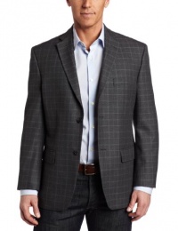 Haggar Men's 2 Button Textured Herringbone Center Vent Sport Coat