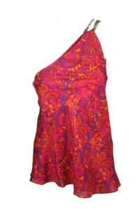 LAUREN Ralph Lauren Womens One Shoulder Paisley Silk Top