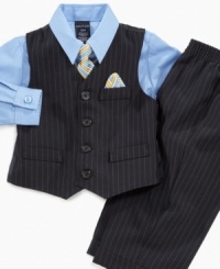 It's easy to dress him for any formal occasion with this three-piece baby suit set from Nautica.