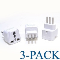 Ceptics Grounded Universal Plug Adapter for Italy (Type L) - 3 Pack