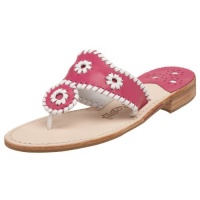 Jack Rogers Women's Palm Beach Navajo Classic Flat,Fuschia/White,5 M