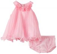 Bonnie Baby-Girls Newborn Pink Crystal Pleat Dress, Pink, 3-6 Months