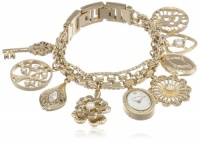 Anne Klein Women's  10-8096CHRM Swarovski Crystal Accented Gold-Tone Charm Bracelet Watch