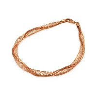 Rose Gold Plated Net Wrap With Snake Chain Sterling Silver Italian Bracelet Length 7.5  Width 4mm Lock Lobster Clasp