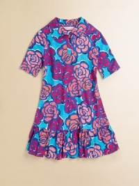 A bold, signature Lily print and flounced hem add girly charm to a sweet cotton polo dress.Polo collarElbow-length sleevesPullover styleDrop waistFlounced hemCottonMachine washImported