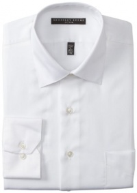 Geoffrey Beene Men's Fitted Sateen Dress Shirt, White, 16/32-33