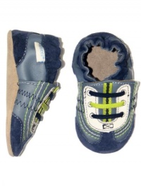 Robeez Soft Soles Braedon Slip On (Infant/Toddler/Little Kid),Blue/Lime,6-12 Months (2.5-4 M US Infant)