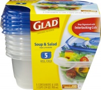 Gladware Soup&Salad Food Storage Containers, 5-Count Packages (Pack of 6)