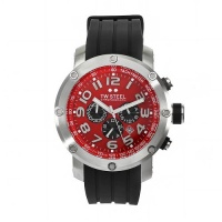 TW Steel Men's TW125 Grandeur Tech Black Rubber Red Chronograph Dial Watch