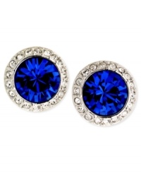 Blue breaks out in this pair of stud earrings from Givenchy. Crafted from silver-tone mixed metal, the earrings feature glistening glass accents. Approximate drop: 1-1/2 inches.