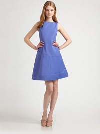 Offering a stylish nod to mod, this A-line dress features timeless Princess seams for a flawless fit and convenient slash pockets.BoatneckSleevelessPrincess seamsSlash pocketsCotton liningA-line silhouetteAbout 36 from shoulder to hem97% cotton/3% spandexDry cleanImported Model shown is 5'10 (177cm) wearing US size 4. 