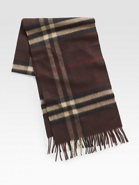 A luxurious cashmere design finished in an iconic check print.Fringed ends12W x 66LcashmereDry cleanImported