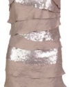 S L Fashions Women's Sequin Tiered Shimmer Shift Dress