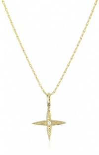 Mizuki 14k Gold and Diamond Square Cross Pendant Necklace