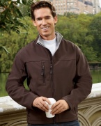 Devon & Jones Men's Soft Shell Zippered Jacket, CHARCOAL, Medium