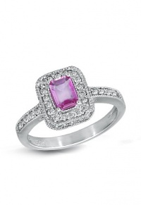 Effy Jewlery 14K White Gold Pink Sapphire and Diamond Ring, 1.06 TCW Ring size 7