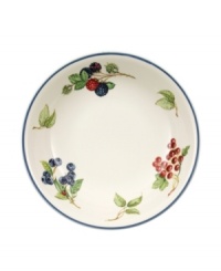 When presentation counts, serve your perfectly prepared pasta with the Cottage Inn pasta bowl. Lush, dancing clusters of ripened blueberries, raspberries and cherries are a stunning contrast on creamy white porcelain and lend every meal a touch of traditional elegance.