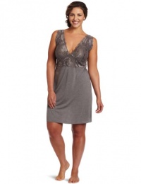 Natori Women's Plus-Size Zen Floral Chemise Nightgown, Gray, 2X