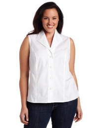 Jones New York Women's Sleeveless Easy Care Shirt, White, 18W